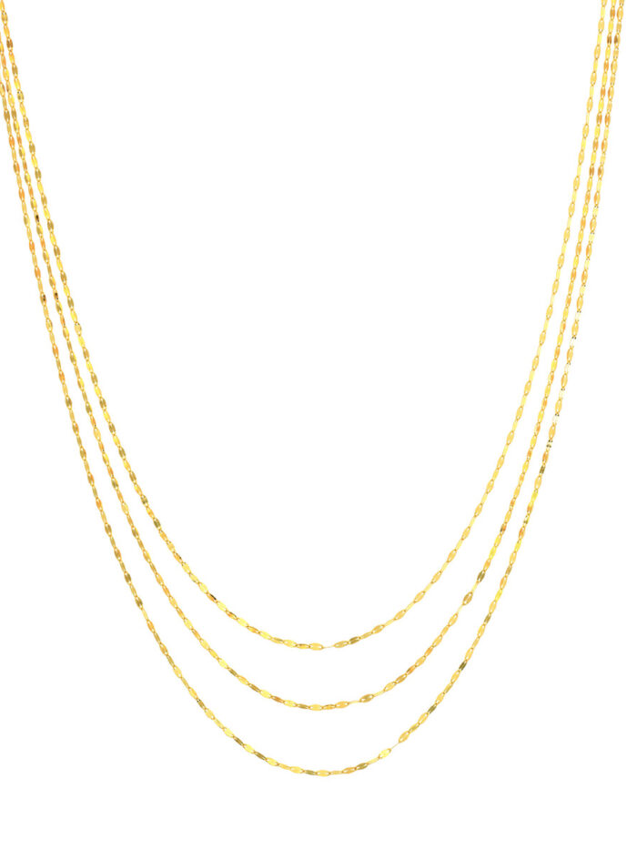Hammered Mariner Chain 14K Yellow Gold Adjustable Length 20 inches Layered Necklace - by Dazyle