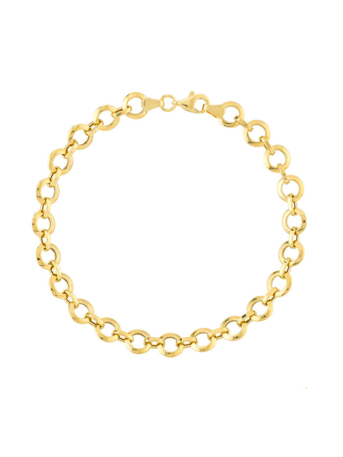 Puffed Round Gold Bracelet - 14K Yellow Gold - 8.25 Inch - by Dazyle