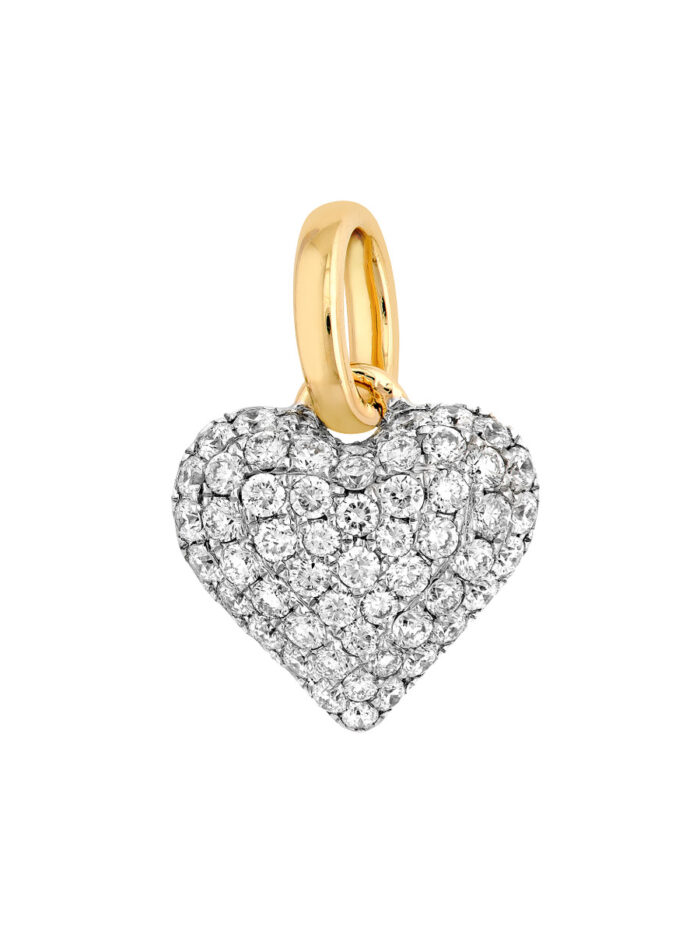 Pave Diamond Heart Pendant 1/2tcw - 14K Yellow & White Gold - by Dazyle