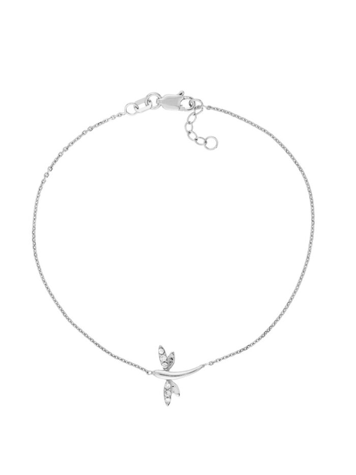 Plated Sterling Silver Mini Dragonfly Bracelet - Adjustable Cable Chain - 7.5 Inch - by Dazyle