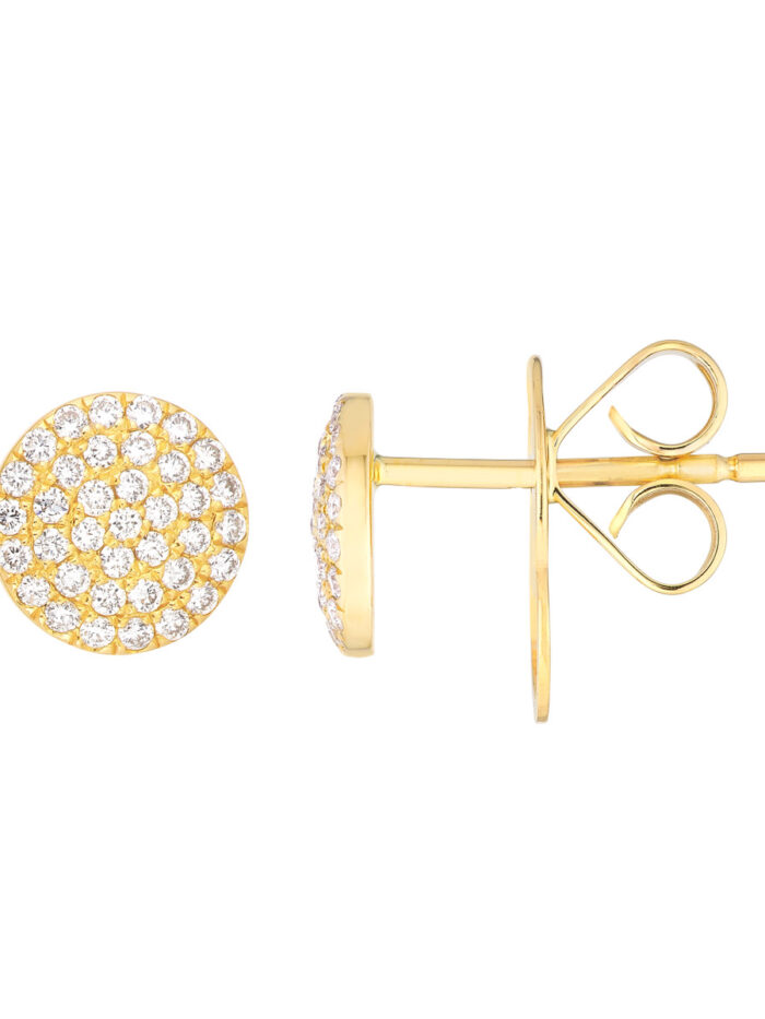Pave Diamond Round Stud Earrings 1/5tcw in Yellow Gold - 14K Yellow Gold -