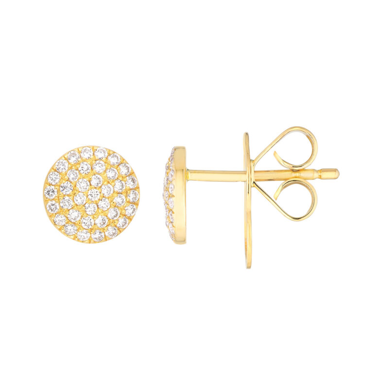 Pave Diamond Round Stud Earrings 1/5tcw in Yellow Gold - 14K Yellow Gold -