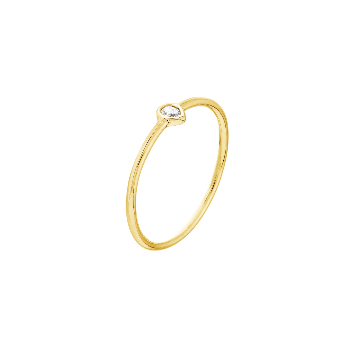 1/20ct Pear-Shaped Diamond Bezel Ring - 14K Yellow Gold - Wedding Band - by Dazyle - Image 2