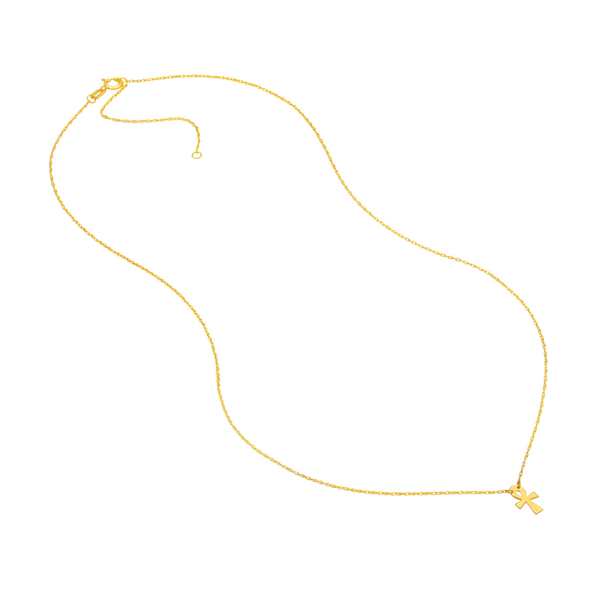 Mini Ankh Adjustable Necklace - 14K Yellow Gold - 18 Inch - by Dazyle - Image 3