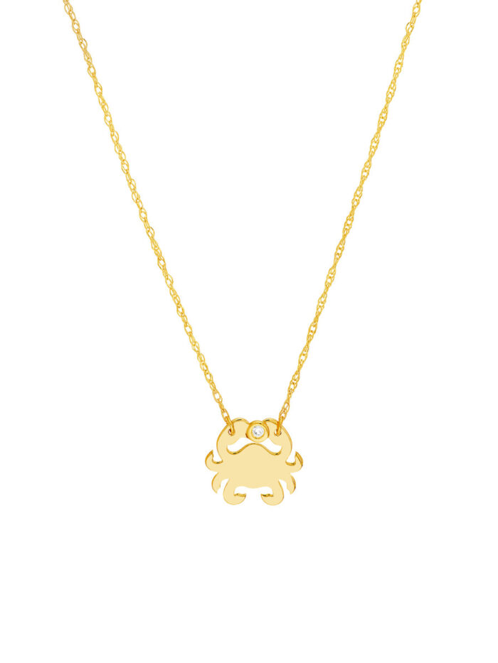 So You Mini Crab Diamond Accent Necklace - 14K Yellow Gold Adjustable - by Dazyle