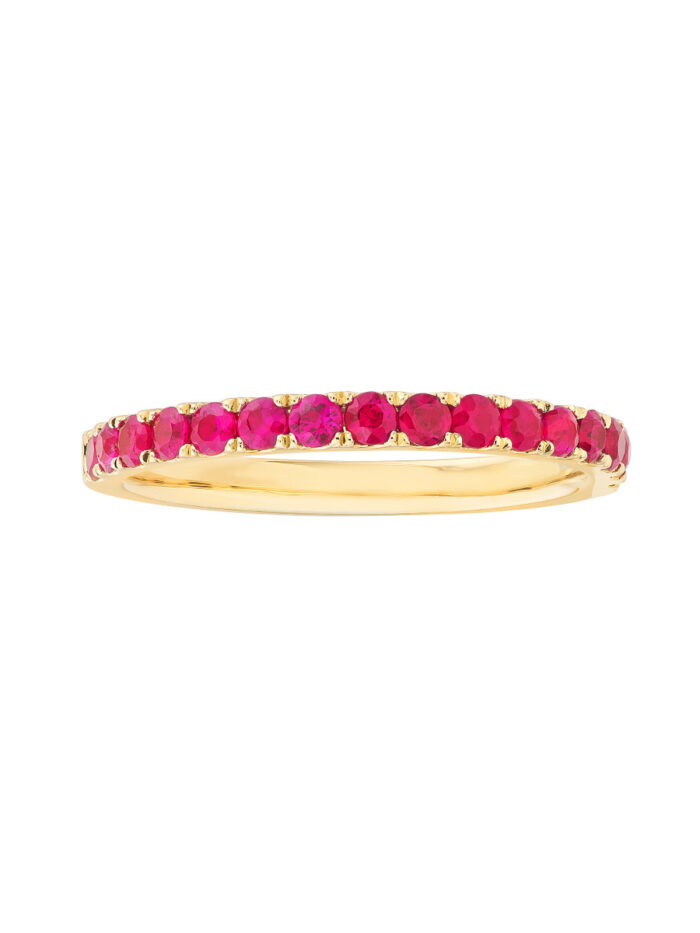 Ruby Gemstone Stackable Band - 14K Yellow Gold, Size 4 - by Dazyle