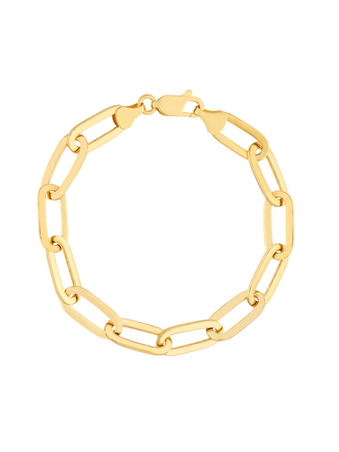 Polished Oval Link Bracelet | 14K Yellow Gold | Lobster Closure | 7.5 Inches - 14K Yellow Gold