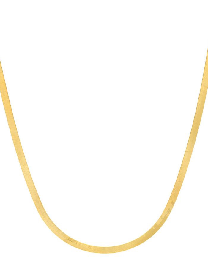 5.10mm Triple Herringbone Chain with Lobster Lock - 14K Yellow Gold - 16 Inch - by Dazyle