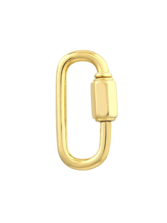 Oval Clasp w/Hexagon Twist Closure 14K Yellow Gold 20mm Push Lock - by Dazyle