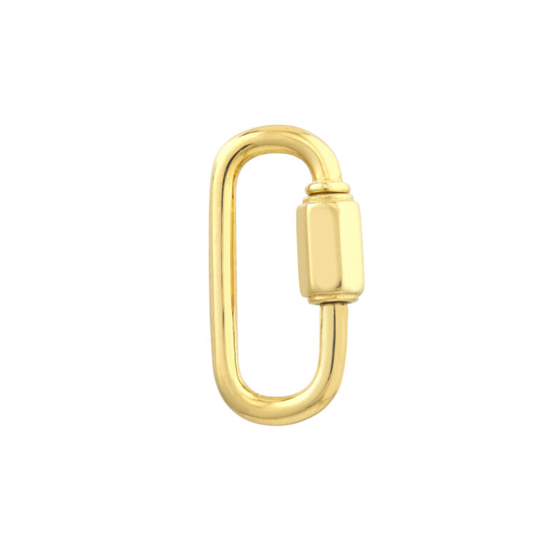 Oval Clasp w/Hexagon Twist Closure 14K Yellow Gold 20mm Push Lock - by Dazyle