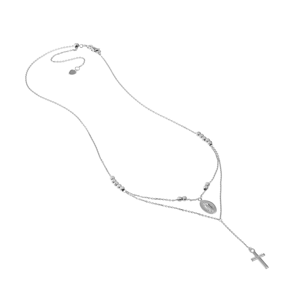 Sterling Silver Virgin Mary & Cross Drop Adjustable Choker - by Dazyle - Image 3