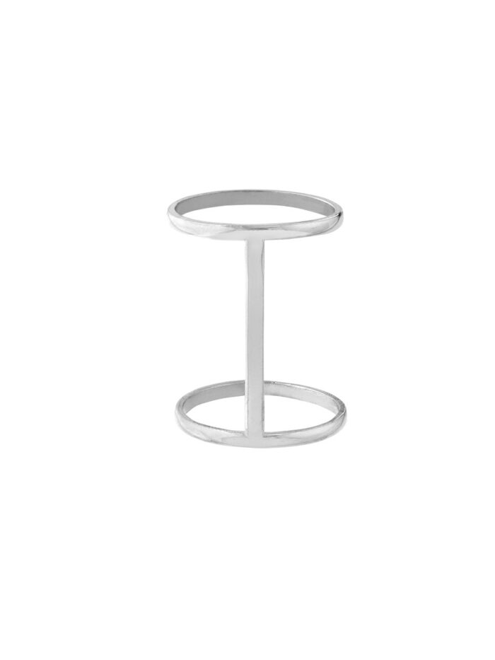 Connected Double Band Sterling Silver Ring Yellow Gold Plated - Sterling Silver - by Dazyle