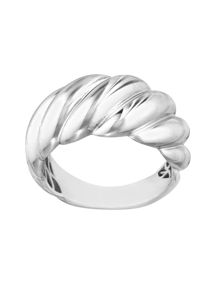 Sterling Silver Fluted Shrimp Dome Ring - Sterling Silver - by Dazyle
