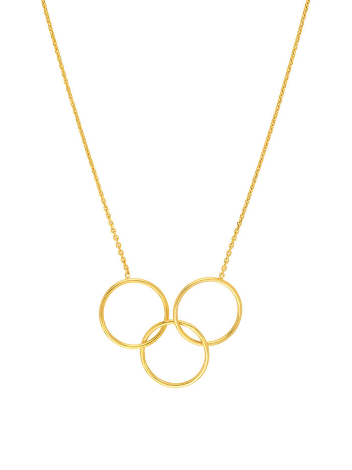 Interlocking Open Circles Necklace - 14K Yellow Gold - 18 Inch - by Dazyle