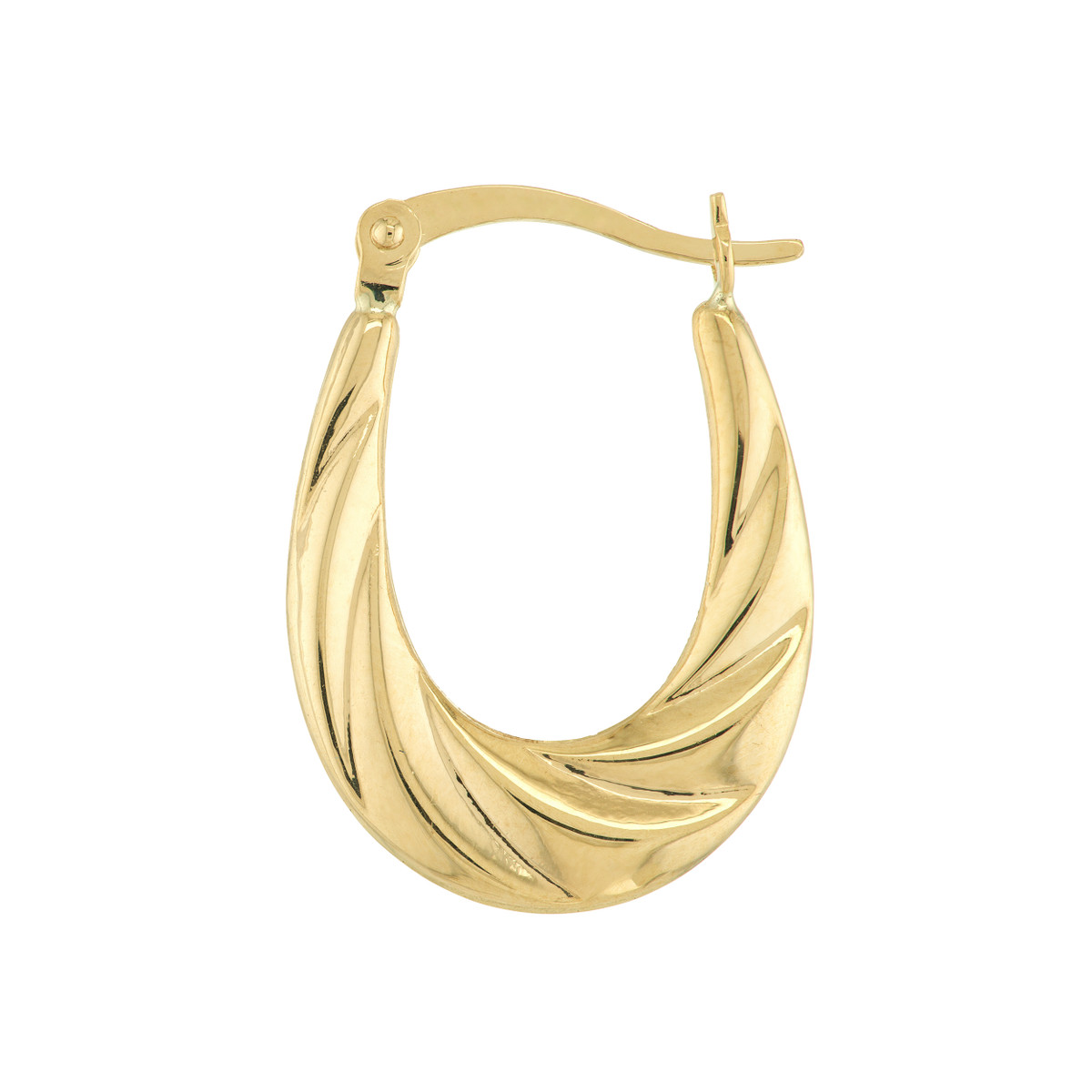 Twisted Oval Hoop Earrings - 10K Yellow Gold Hinge Closure - by Dazyle - Image 2