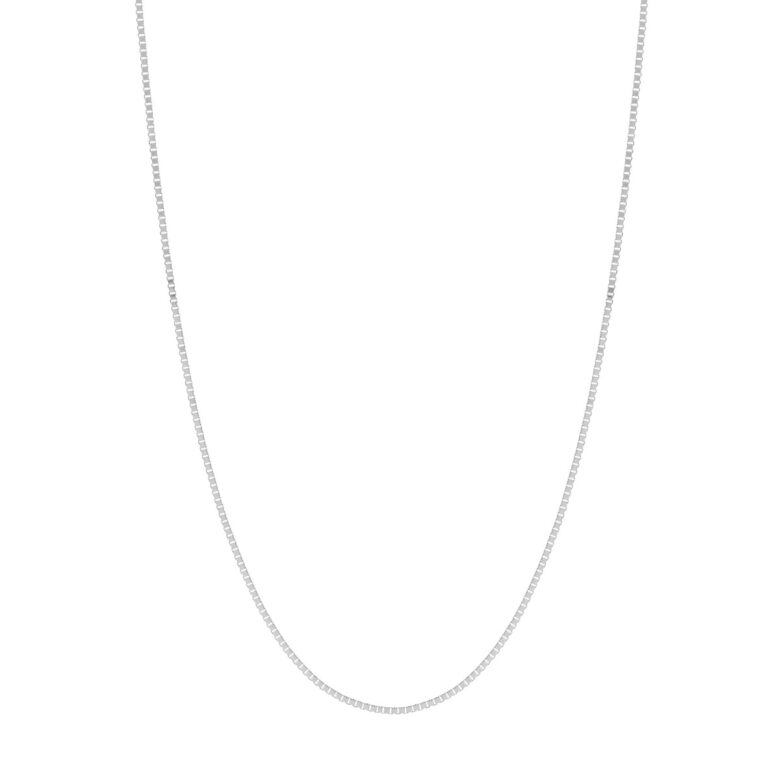 0.8mm Box Chain Necklace - 10K White Gold - 22-inch - by Dazyle