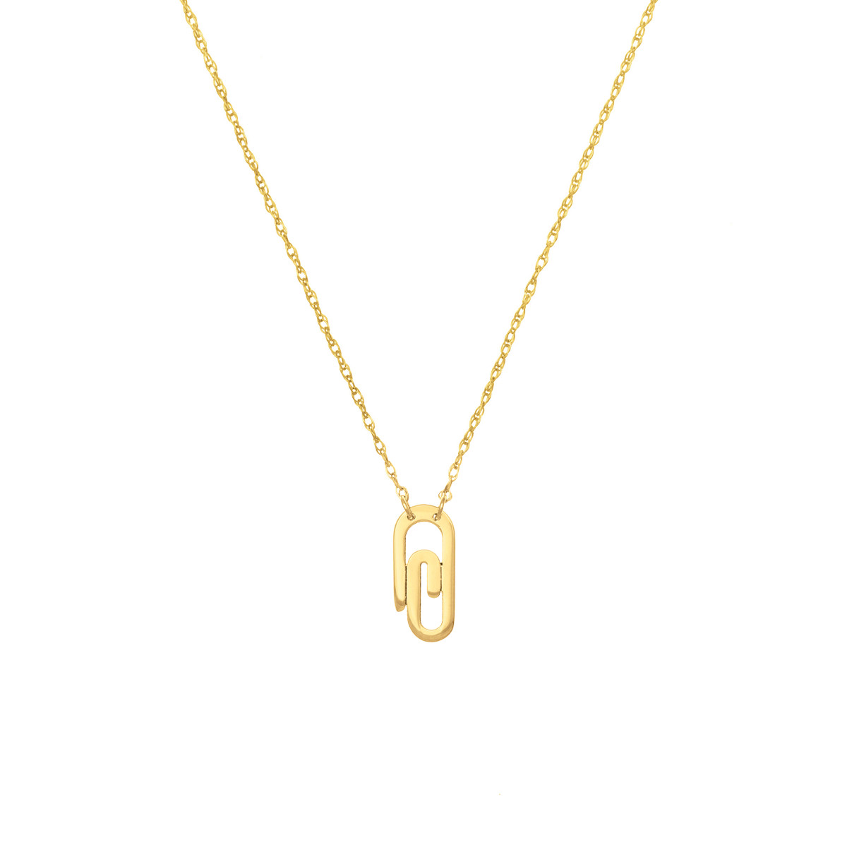 Paper Clip Necklace - 14K Yellow Gold Adjustable 16 to 18 inches - by Dazyle