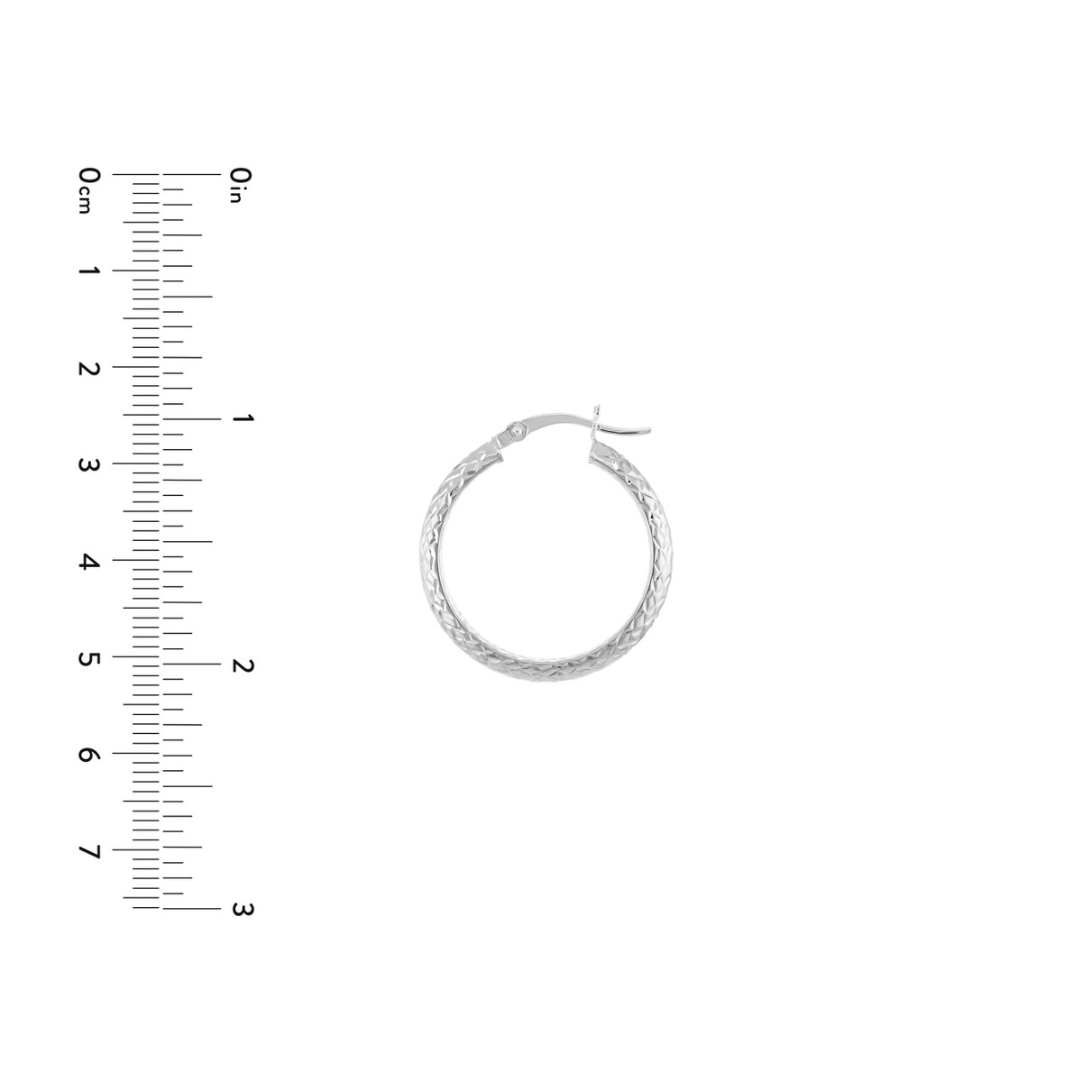 Diamond-Cut Hoop Earrings - 14K White Gold - 25mm x 4mm - by Dazyle - Image 4