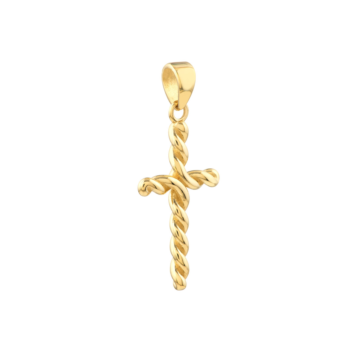 Small Twist Cross Pendant - 14K Yellow Gold - by Dazyle - Image 4