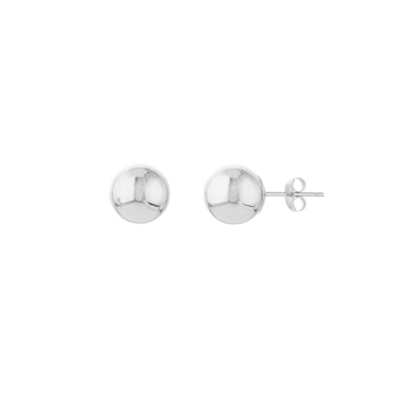 8mm Ball Stud Earrings - 14K White Gold - Post & Nut Closure - by Dazyle