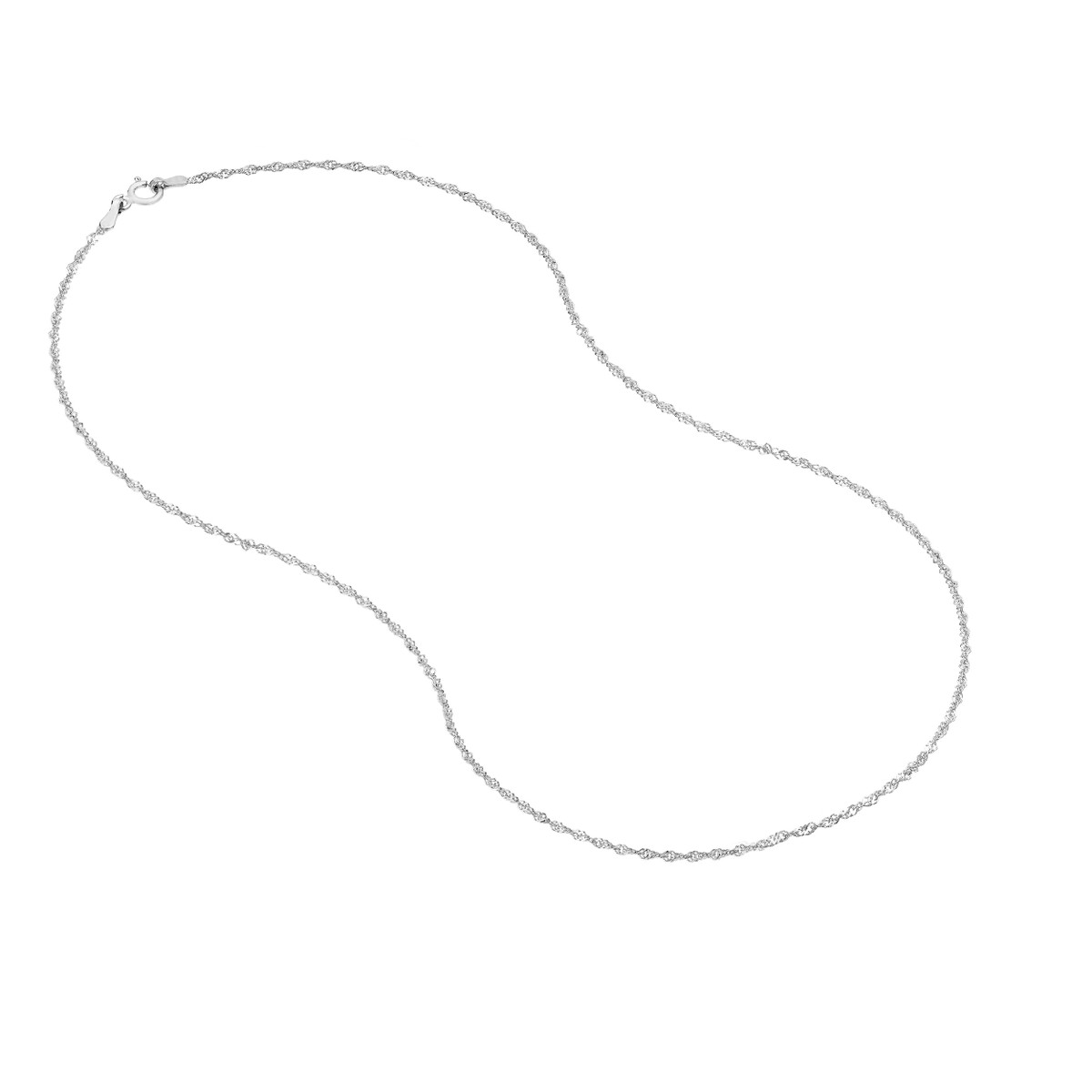 10K White Gold Singapore Chain with Spring Ring Closure - 1.4mm Width 16 Inch - by Dazyle - Image 3