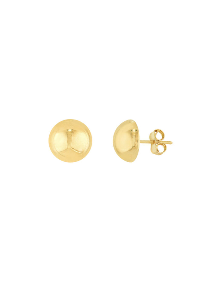 Dome Stud Earrings - 10K Yellow Gold Post Back - by Dazyle