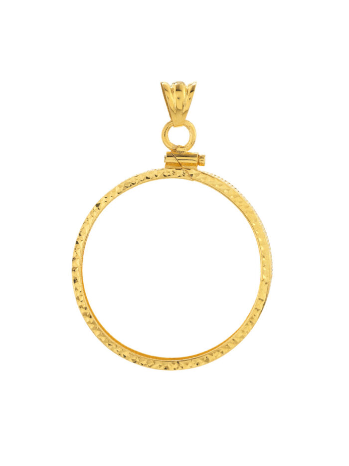 14K Yellow Gold Maple Leaf Coin Bezel - Screw Top - For 1 Oz Coins - by Dazyle