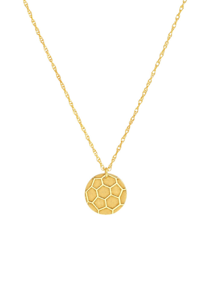14K Yellow Gold Mini Soccer Ball Pendant Necklace - Adjustable Cable Chain - by Dazyle