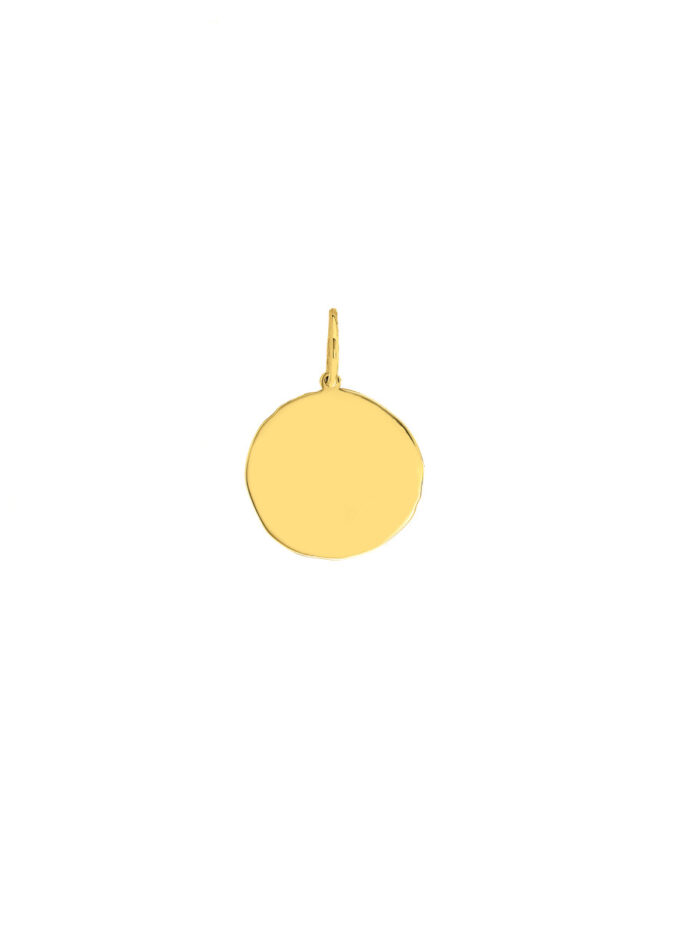 Organic Disk Engravable Charm - 14K Yellow Gold, 16mm - by Dazyle