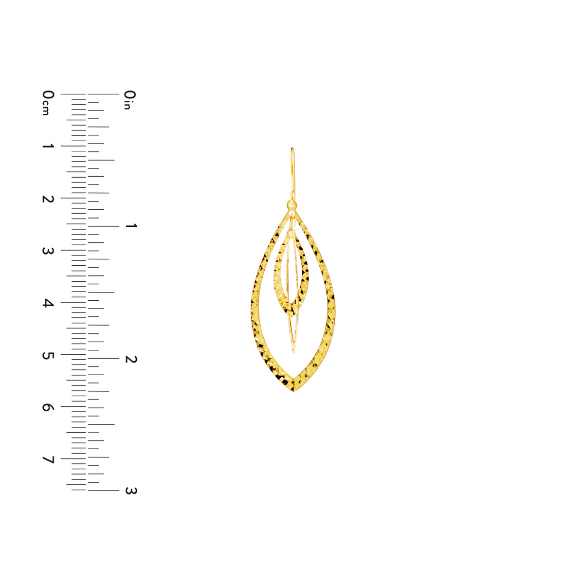 Triple Marquise Earrings on Fish Hook - 14K Yellow Gold - by Dazyle - Image 4