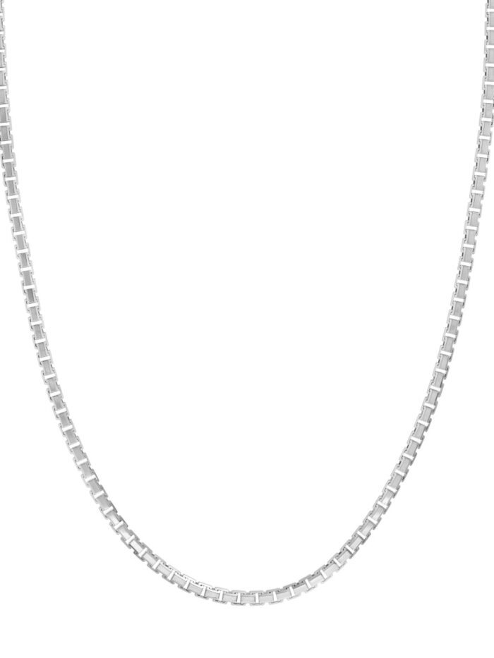 Sterling Silver 3.4mm Fancy Box Chain Lobster Closure - Sterling Silver 22 inches - by Dazyle