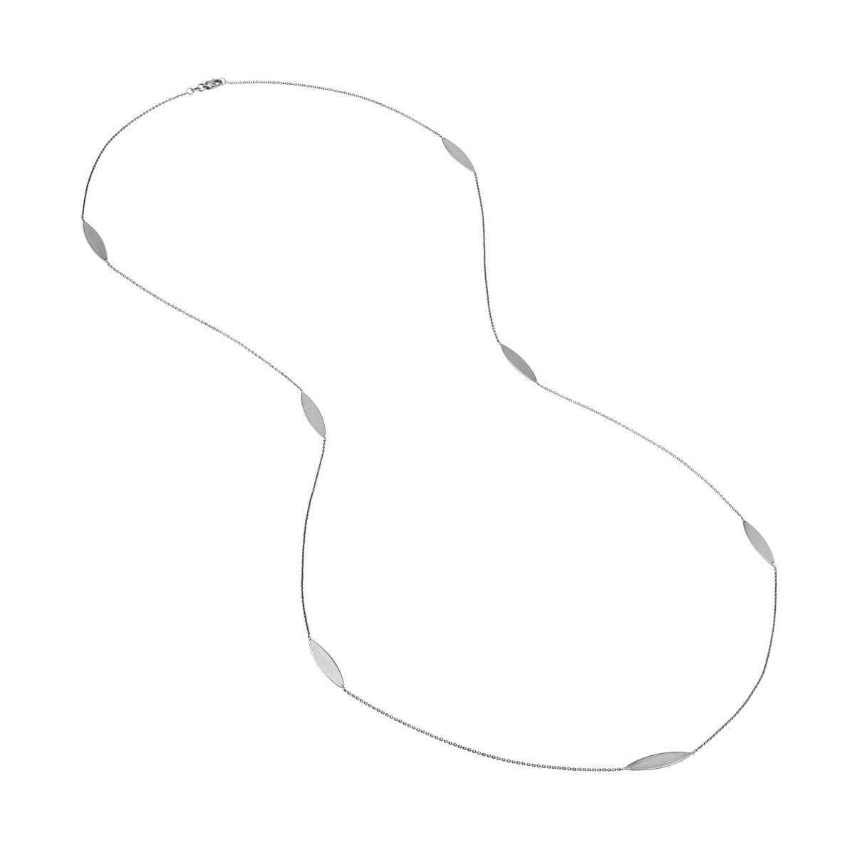 Sterling Silver Marquise Station Long Necklace 36 Inches - by Dazyle - Image 3