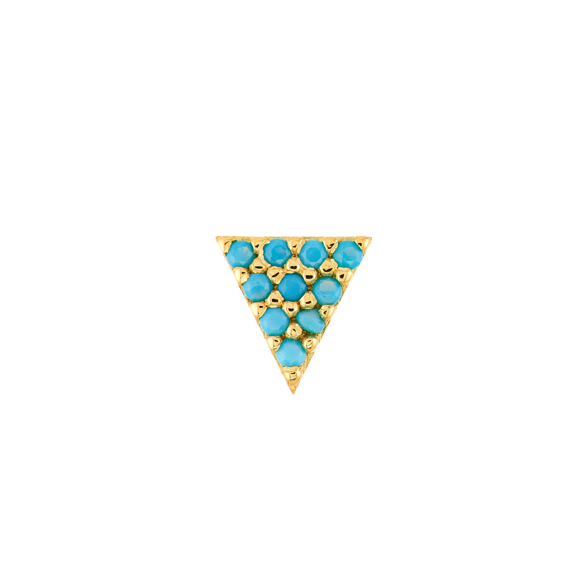 Simulated Turquoise Triangle Stud Earrings - 14K Yellow Gold - by Dazyle - Image 2