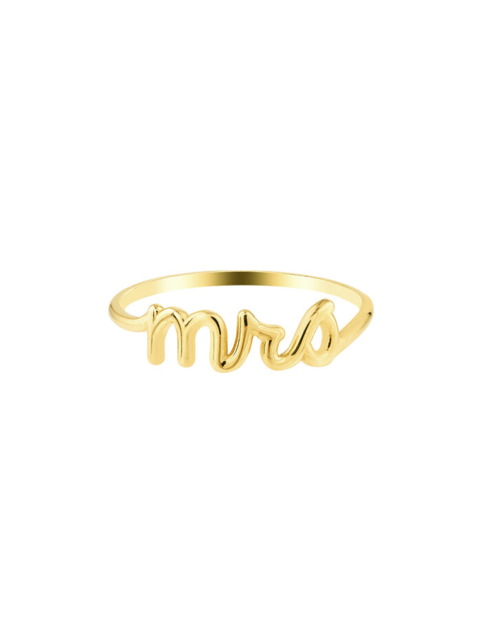 Script Mrs Ring - 14K Yellow Gold - by Dazyle