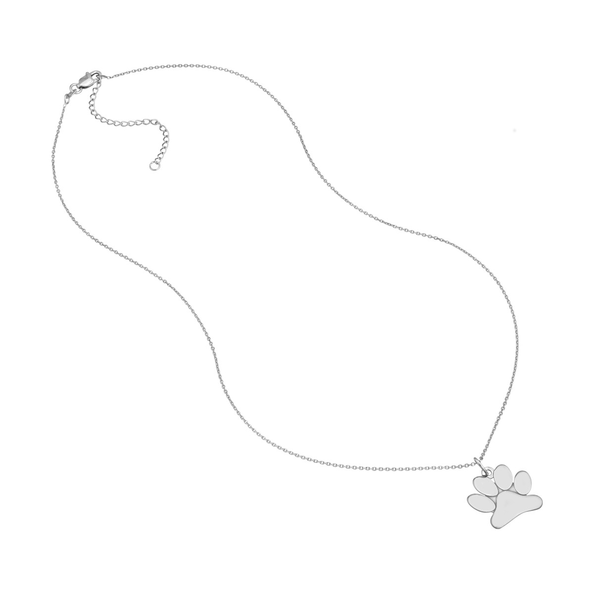 Plated Sterling Silver Engravable Paw Necklace - Adjustable - 16 to 18 inches - by Dazyle - Image 3