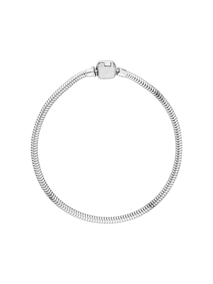 Sterling Silver 3mm Snake Chain Bracelet - Snap-Lock Clasp - 7.5 Inch - by Dazyle