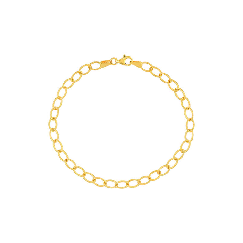 14K Yellow Gold Twisted Rope Link Bracelet - 7.5 Inches - Pear Shape Lobster Closure - by Dazyle