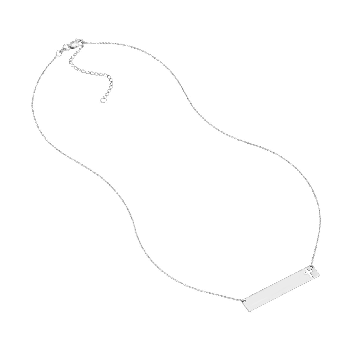 Engraved Sterling Silver Bar Necklace with Cross - 18 Inch Adjustable - by Dazyle - Image 3