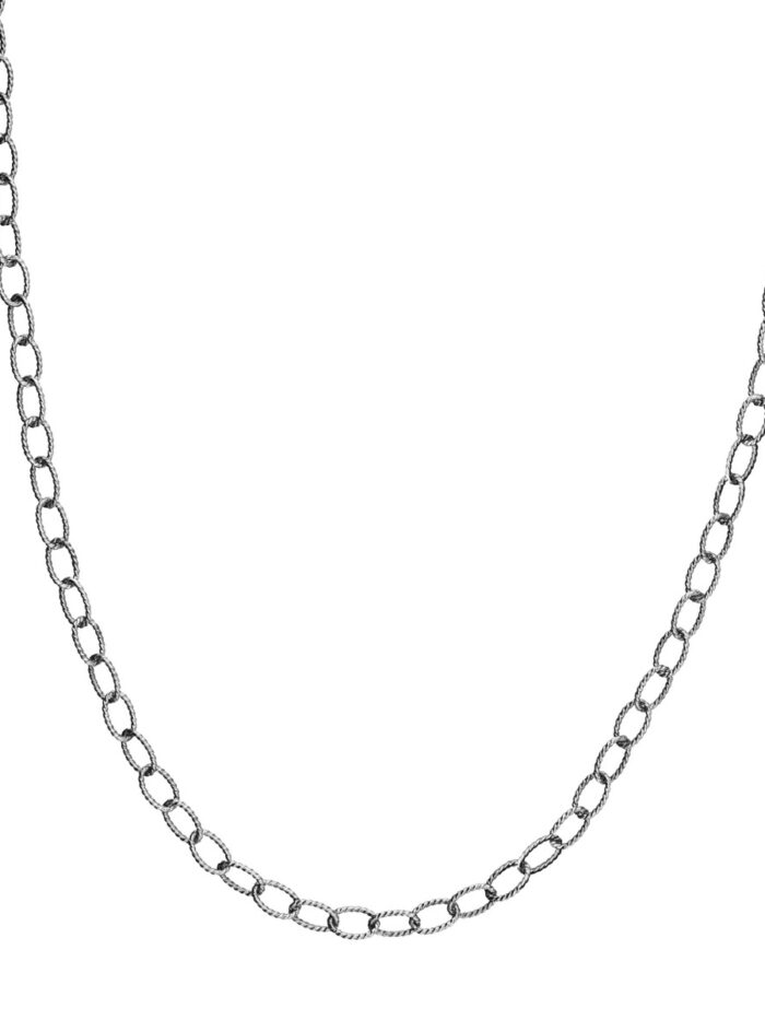 Oxidized Sterling Silver Twisted Cable Chain Necklace - 16 Inch - by Dazyle