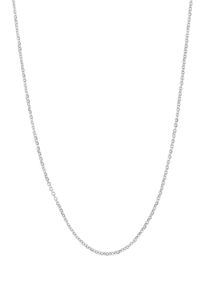 14K White Gold Diamond-Cut Cable Chain Necklace with Slider Bead - 14K Gold - 22 Inch