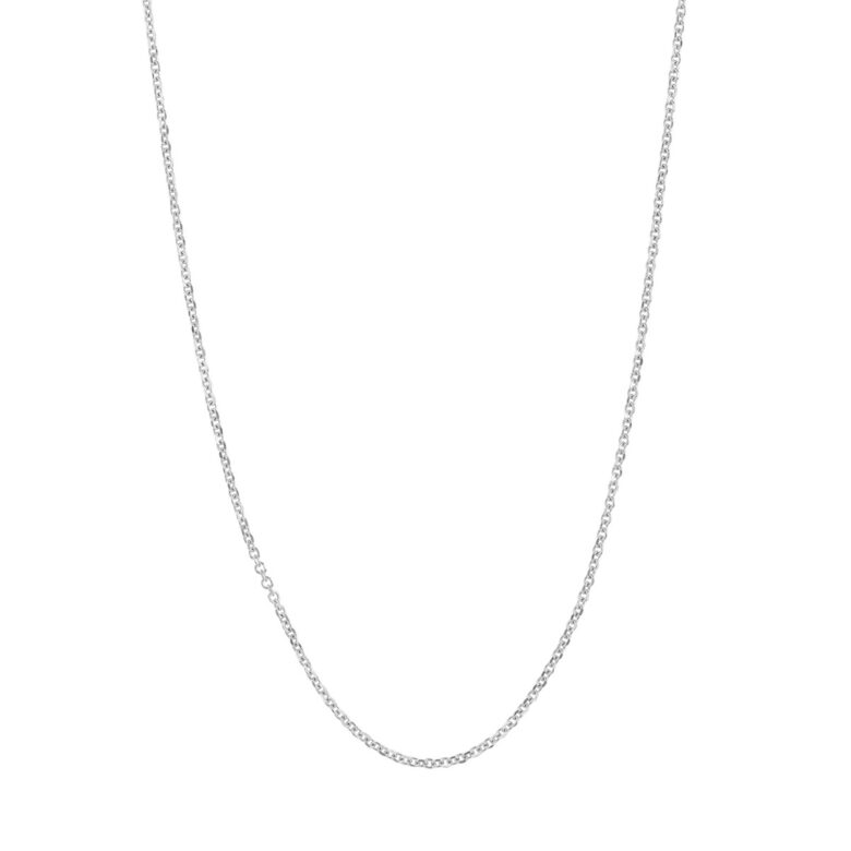 14K White Gold Diamond-Cut Cable Chain Necklace with Slider Bead - 14K Gold - 22 Inch