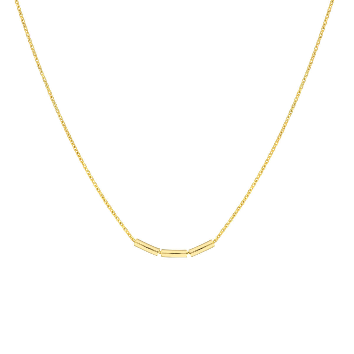 Mini Barrel Trio 14K Yellow Gold Adjustable Necklace - 18 Inch - by Dazyle