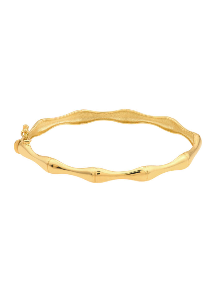 Polished Bamboo Style Bangle Bracelet | 14K Yellow Gold | Box Lock | Elegant Bangle - 14K Yellow Gold