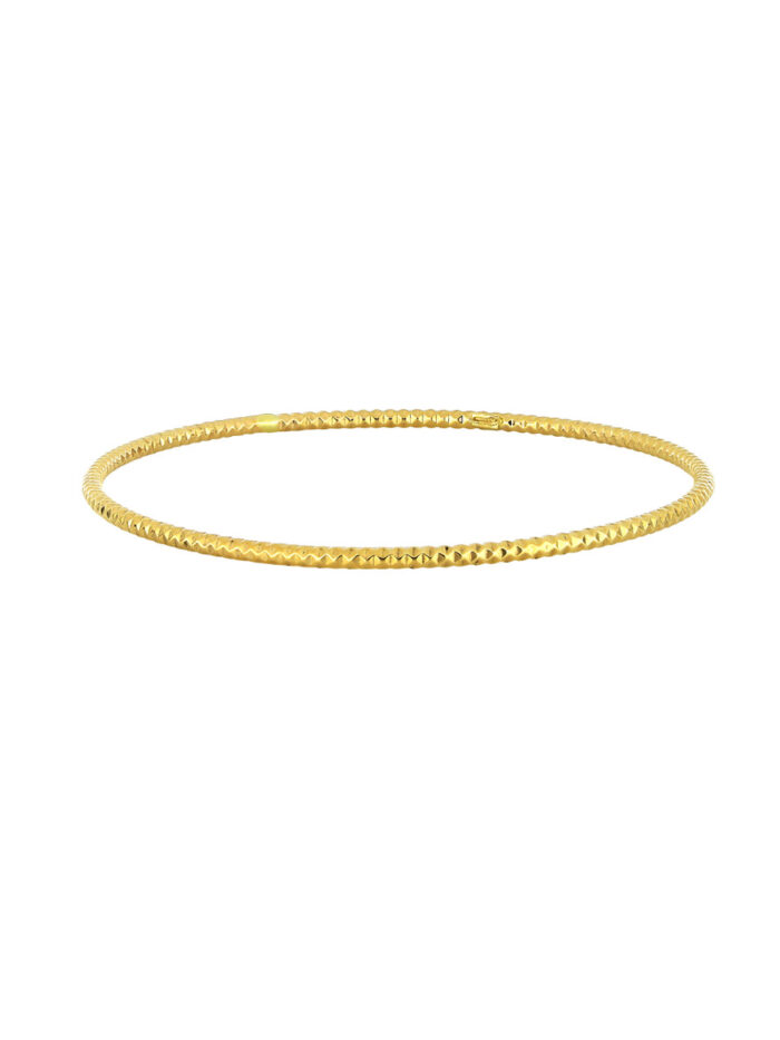 Textured Tube Bangle Slip-On 14K Yellow Gold - 8 Inches - by Dazyle