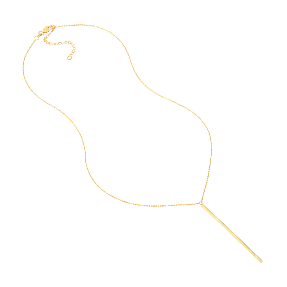 14K Yellow Gold Vertical Bar Dangle Necklace with 1/2ct Diamond - 14K Yellow Gold, 18in Adjustable - by Dazyle - Image 3