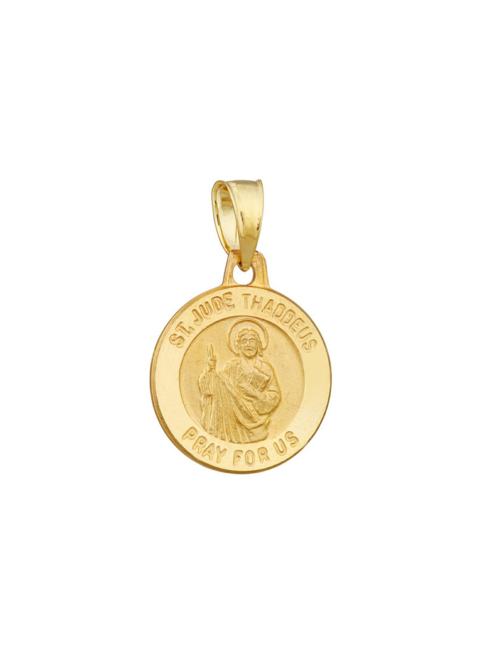 Small St. Jude Medal - Pendant - 14K Yellow Gold - by Dazyle