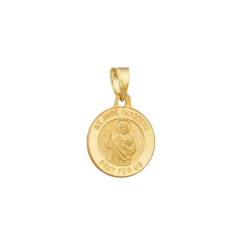 Small St. Jude Medal - Pendant - 14K Yellow Gold - by Dazyle