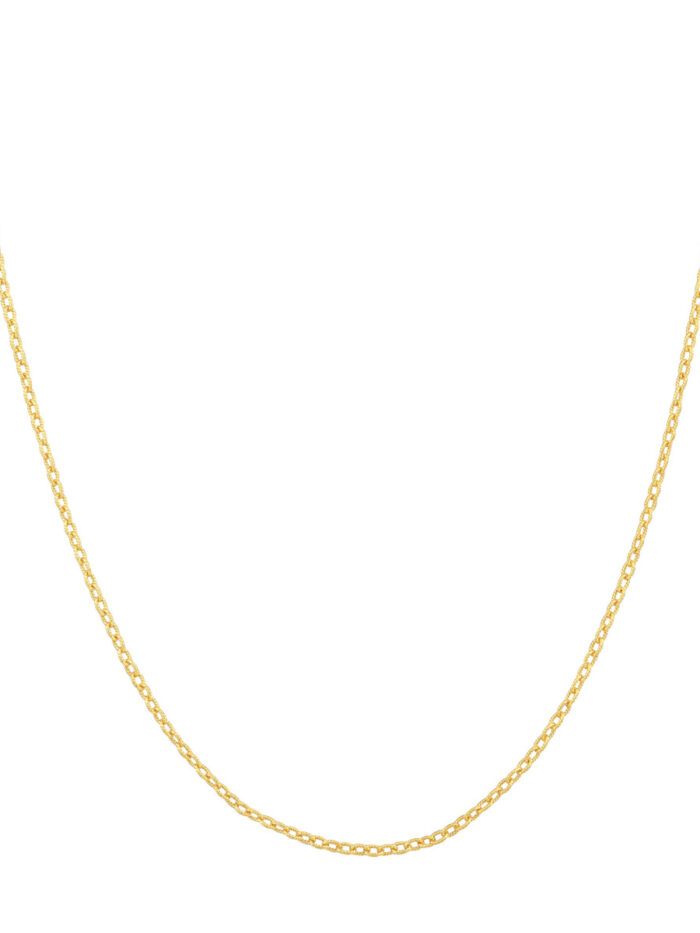 14K Yellow Gold Designer Rolo Chain Lobster Closure 10 Inch - by Dazyle