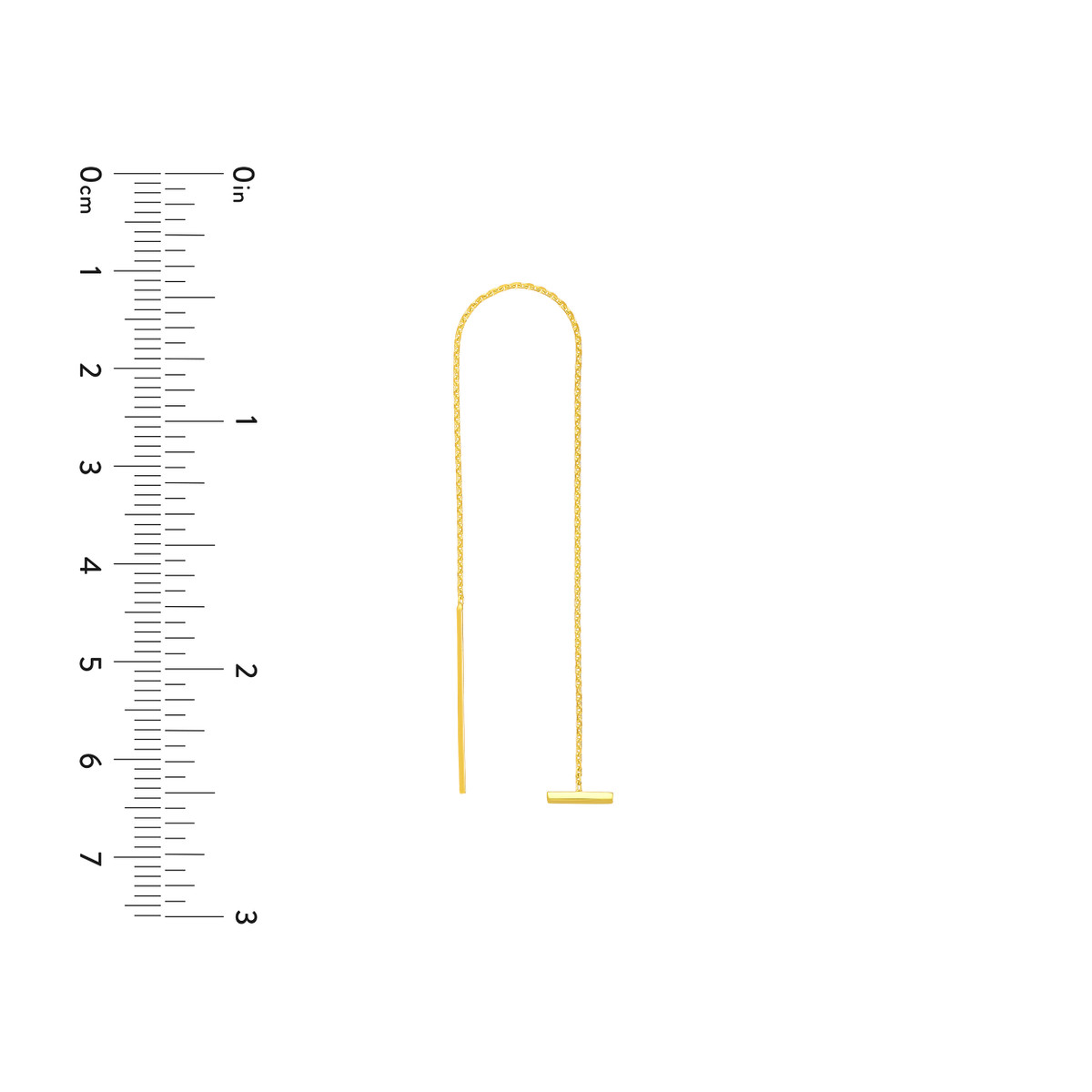 14K Yellow Gold Staple Bar Threader Earrings - by Dazyle - Image 4