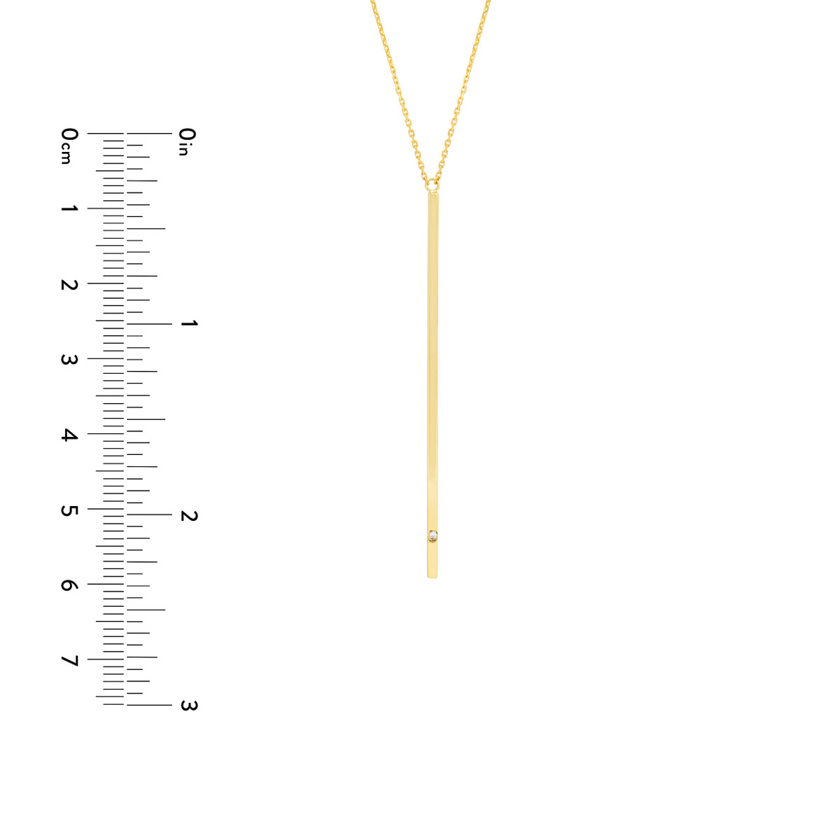 14K Yellow Gold Vertical Bar Dangle Necklace with 1/2ct Diamond - 14K Yellow Gold, 18in Adjustable - by Dazyle - Image 5